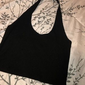black halter crop top